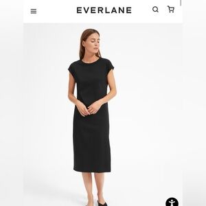 Everlane The Luxe Cotton Small Side Slit Tee Cap Sleeve Dress in Black